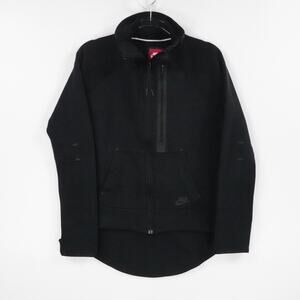 Nike Jacket Womens Medium Black Tech Fleece Moto Cape Hi Low Athletic Sportswear